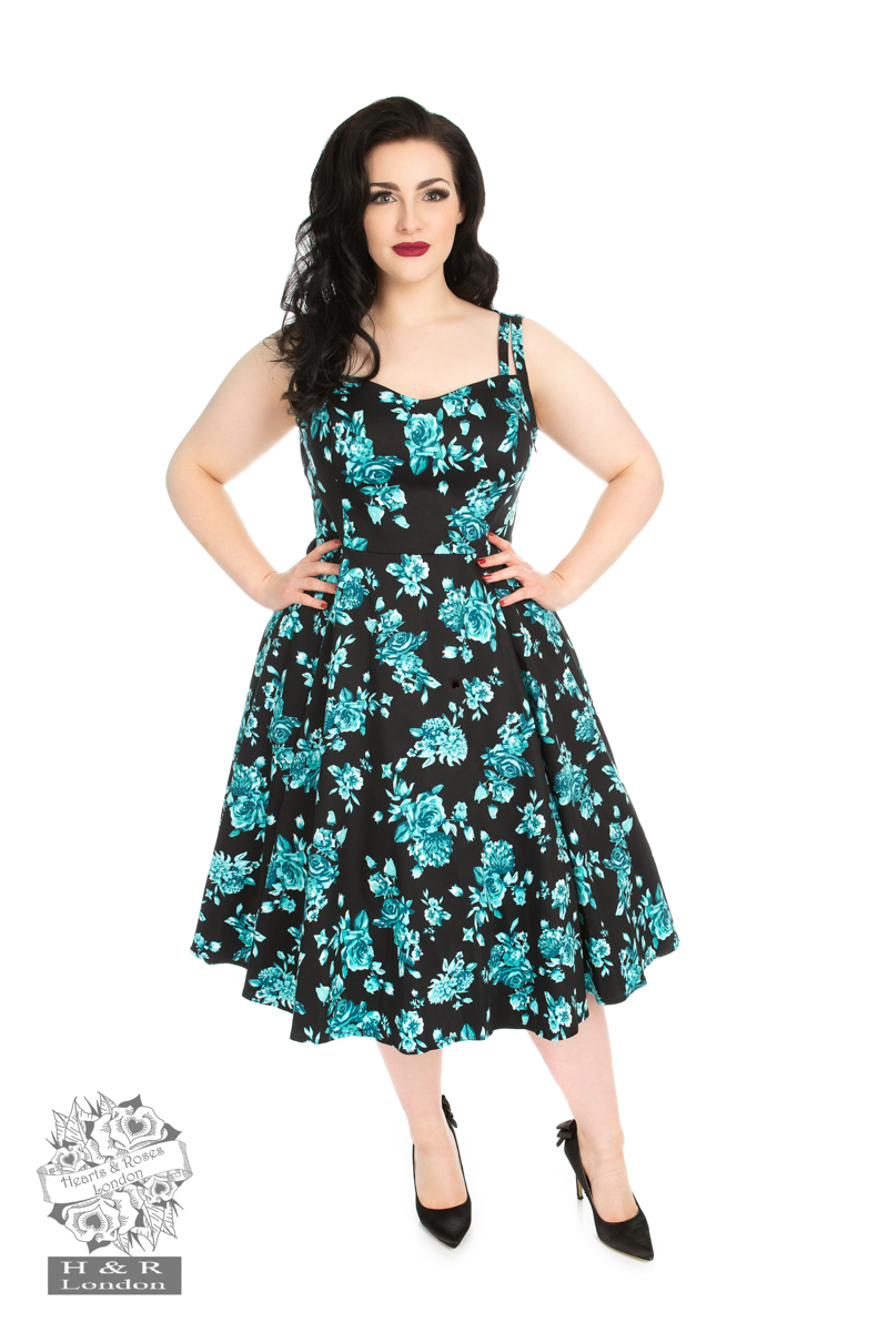 Black Rosaceae Swing Dress Hearts And Roses London